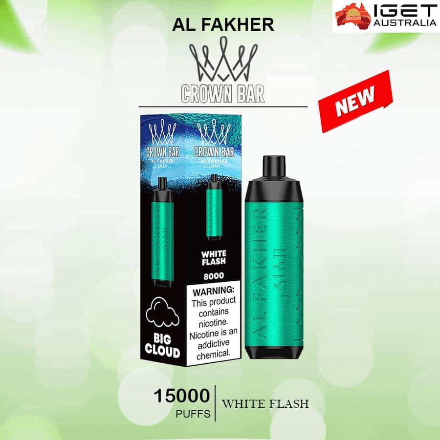 ALFAKHER CROWN BAR – WHITE FLASH – 15000 PUFFS