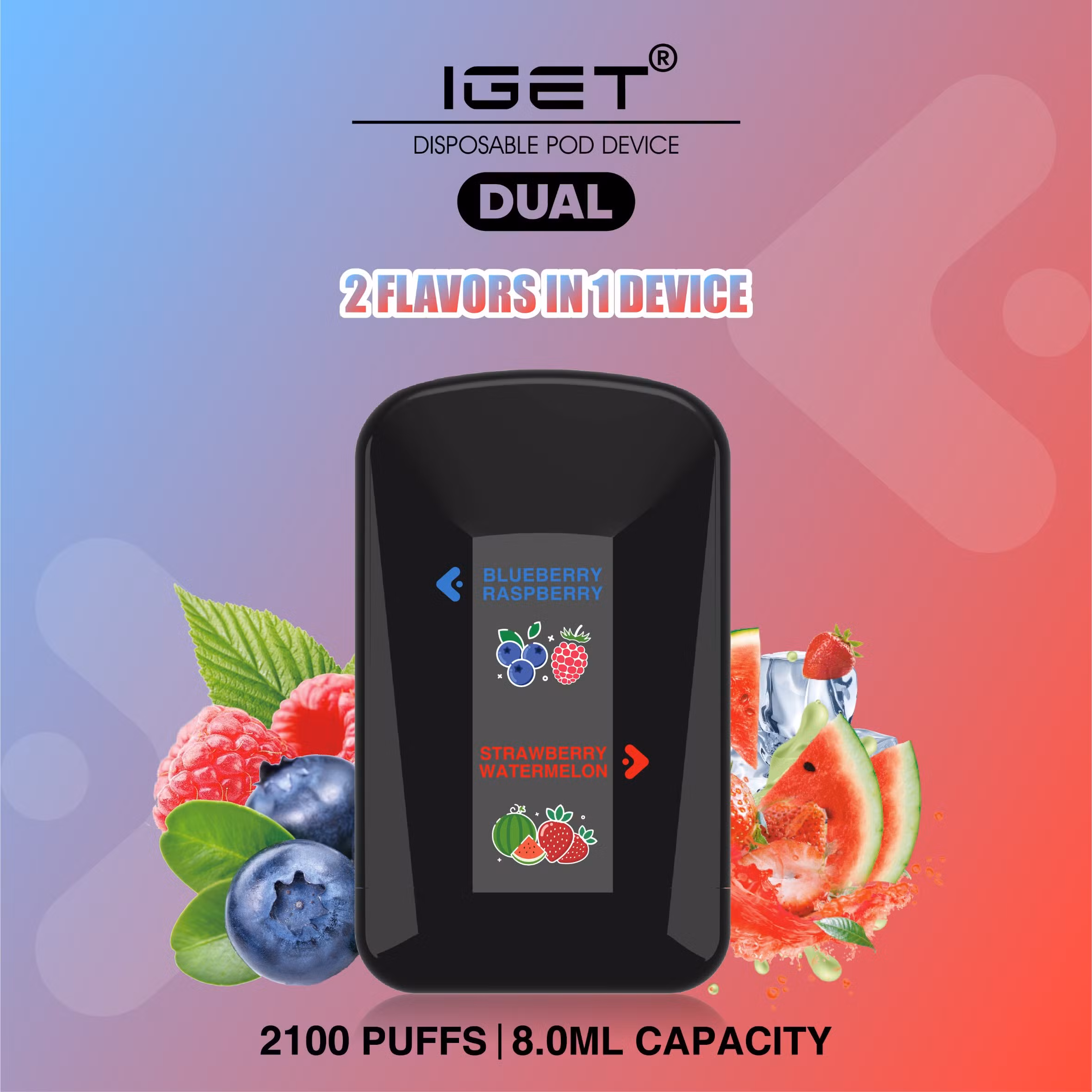 IGET DUAL 2 FLAVOURS IN 1 DEVICE BLACKBERRY ICE / CHERRY ICE – 2100 PUFFS