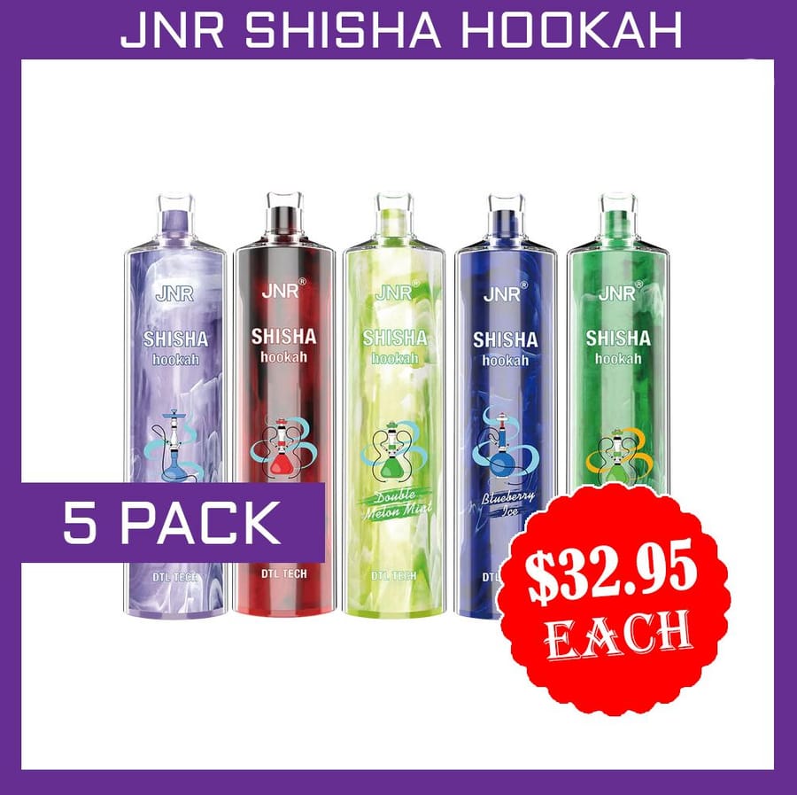 JNR SHISHA HOOKAH – 12000 PUFFS – 5 PACK